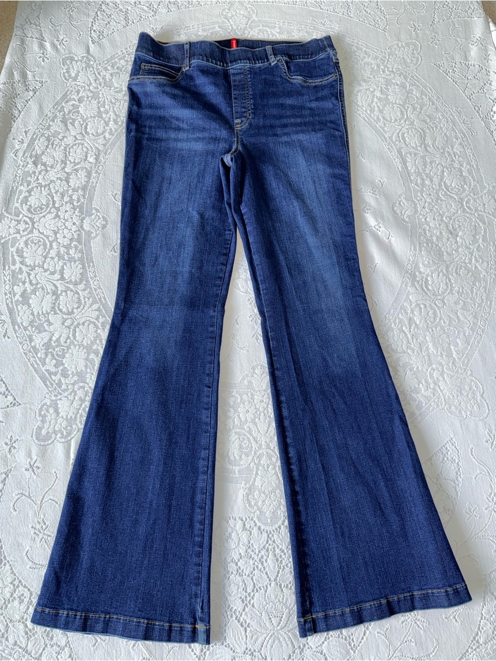 SPANX Midnight Shade Pull On Flare Jeans XL Reg High Rise Shapewear 20327R